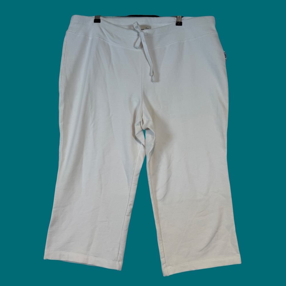 Old Navy Womens White Crop Sweatpants •XL• Drawstring Joggers Cozy Athleisure